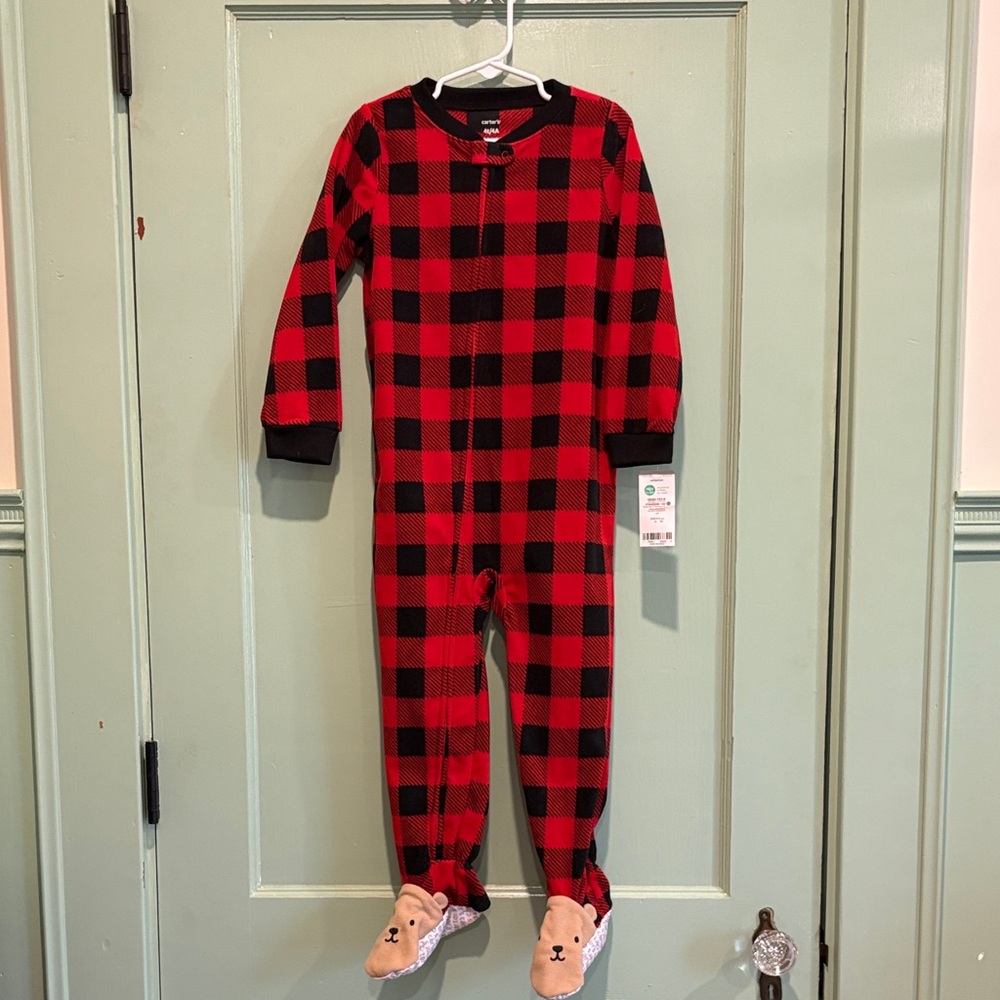 Carter's Red and Black Checkered Footie